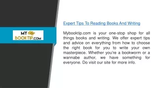 Expert Tips To Reading Books And Writing  Mybooktip.com