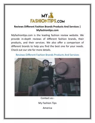 Reviews Different Fashion Brands Products And Services | Myfashiontips.com