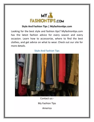 Style And Fashion Tips | Myfashiontips.com
