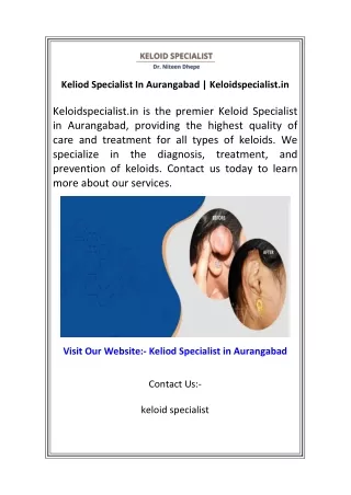 Keliod Specialist In Aurangabad  Keloidspecialist.in