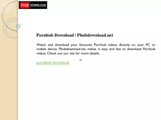 Pornhub Download  Phubdownload.net