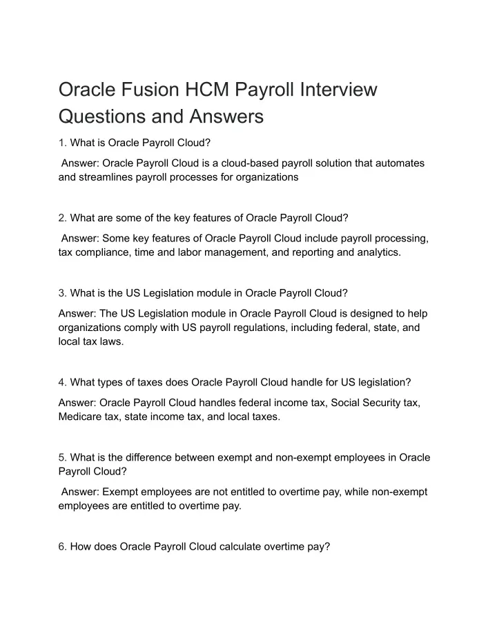 oracle fusion hcm payroll interview questions