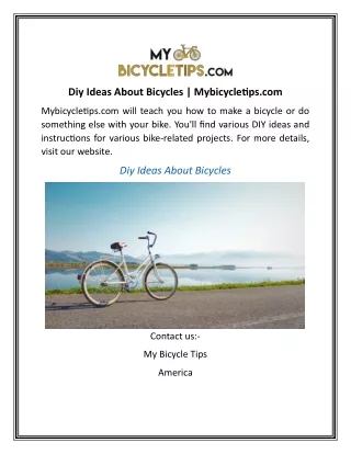 Diy Ideas About Bicycles | Mybicycletips.com