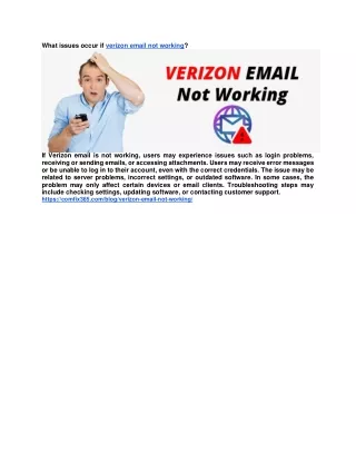 What issues occur if verizon email not working