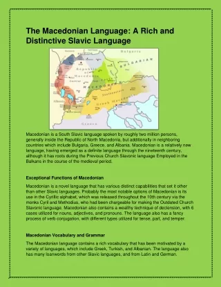 the macedonian language a rich and distinctive