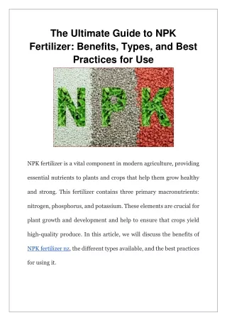 the ultimate guide to npk fertilizer benefits