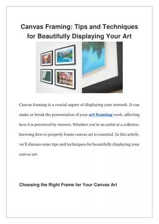 canvas framing tips and techniques