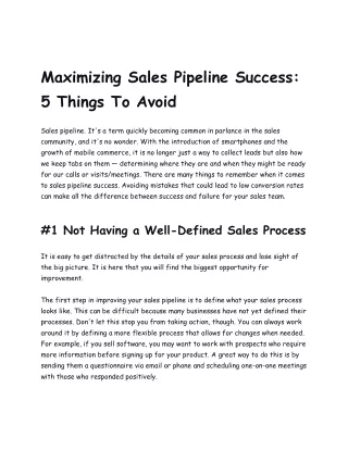 Maximizing Sales Pipeline Success_ 5 Things To Avoid