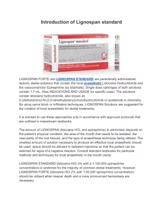 introduction of lignospan standard