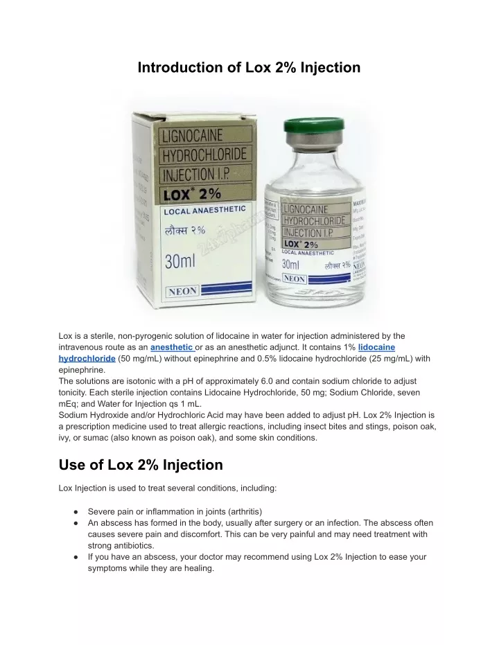 introduction of lox 2 injection