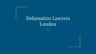 Defamation Lawyers London