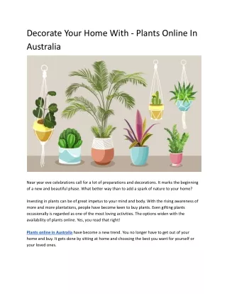Decorate your home with- plants online in Australia