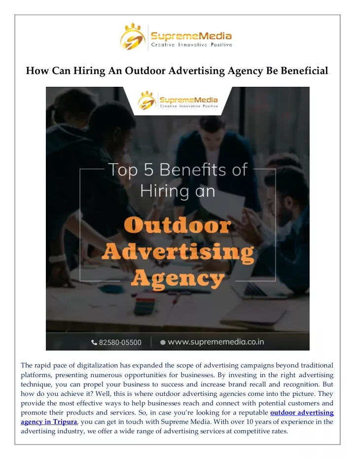 how can hiring an outdoor advertising agency
