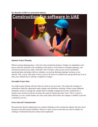 key benefits of erp in construction industry