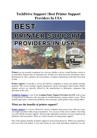 techdrive support best printer support providers