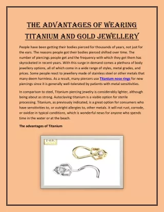 The Advantages of Wearing Titanium and Gold Jewellery