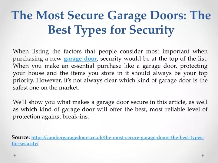 the most secure garage doors the best types