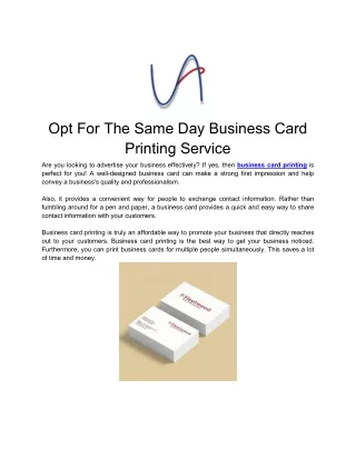 Opt For The Same Day Business Card Printing Service