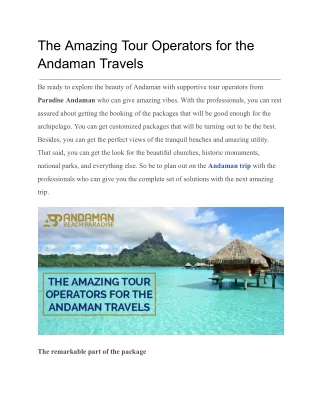 Best Andaman Travel Packages