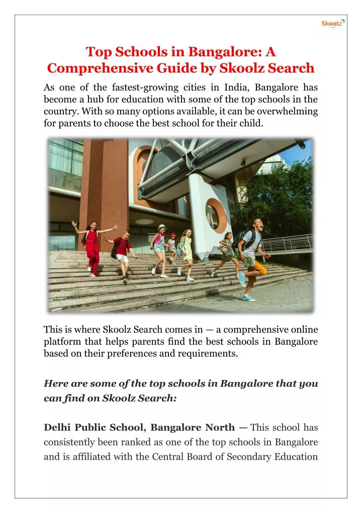 top schools in bangalore a comprehensive guide