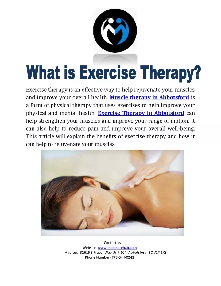 exercise therapy is an effective way to help