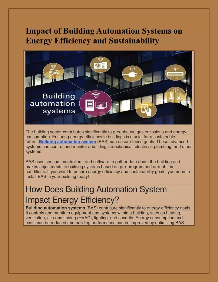 impact of building automation systems on energy