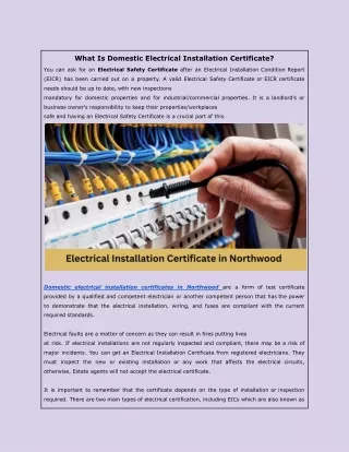 What Is Domestic Electrical Installation Certificate