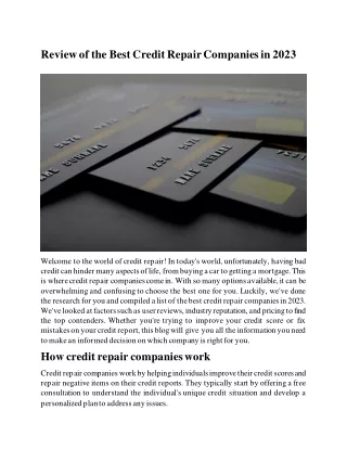 Review of the Best Credit Repair Companies in 2023