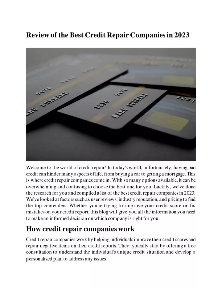 review of the best credit repair companies in 2023