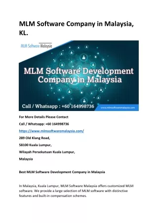 MLM Software Company in Malaysia-kl