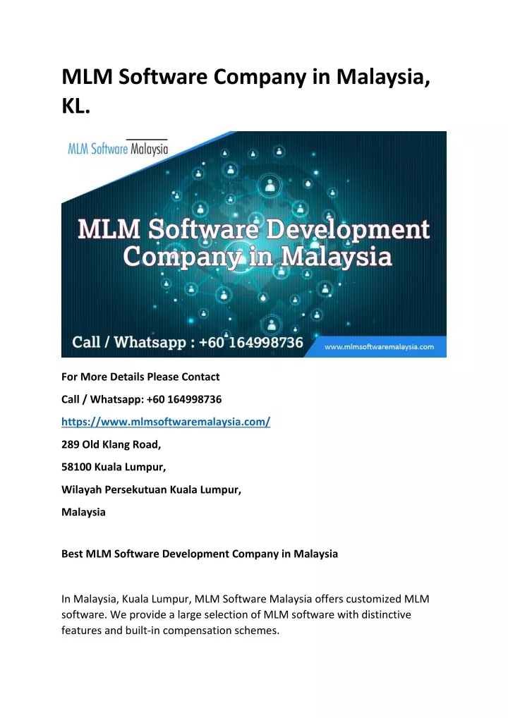 mlm software company in malaysia kl