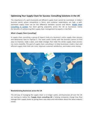 Optimizing Your Supply Chain for Success  Consulting Solutions in the UK