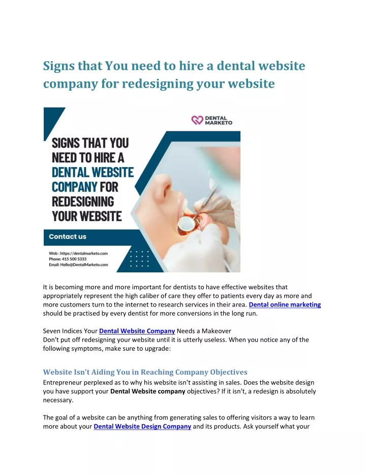 signs that you need to hire a dental website