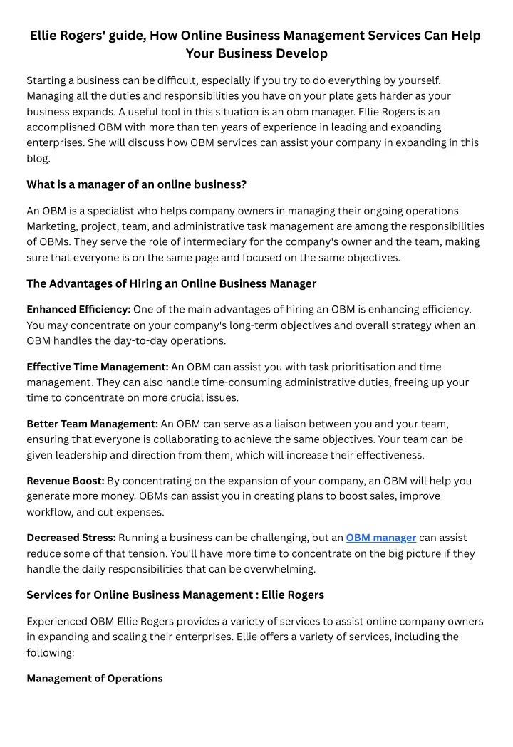 ellie rogers guide how online business management