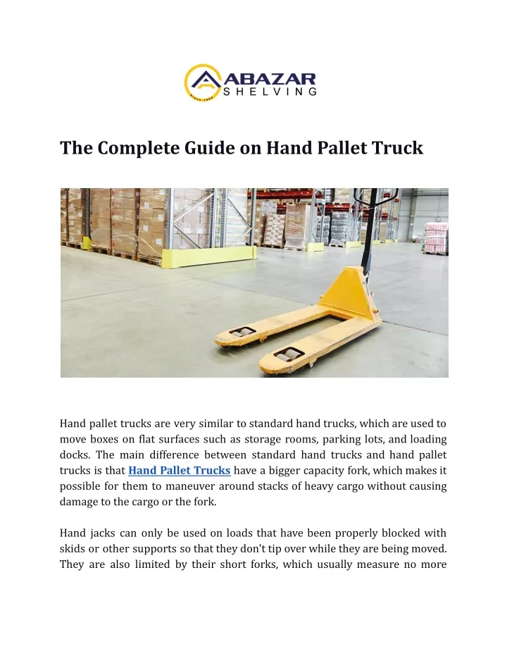 the complete guide on hand pallet truck