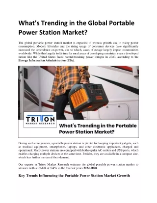 What’s Trending in the Global Portable Power Station Market?