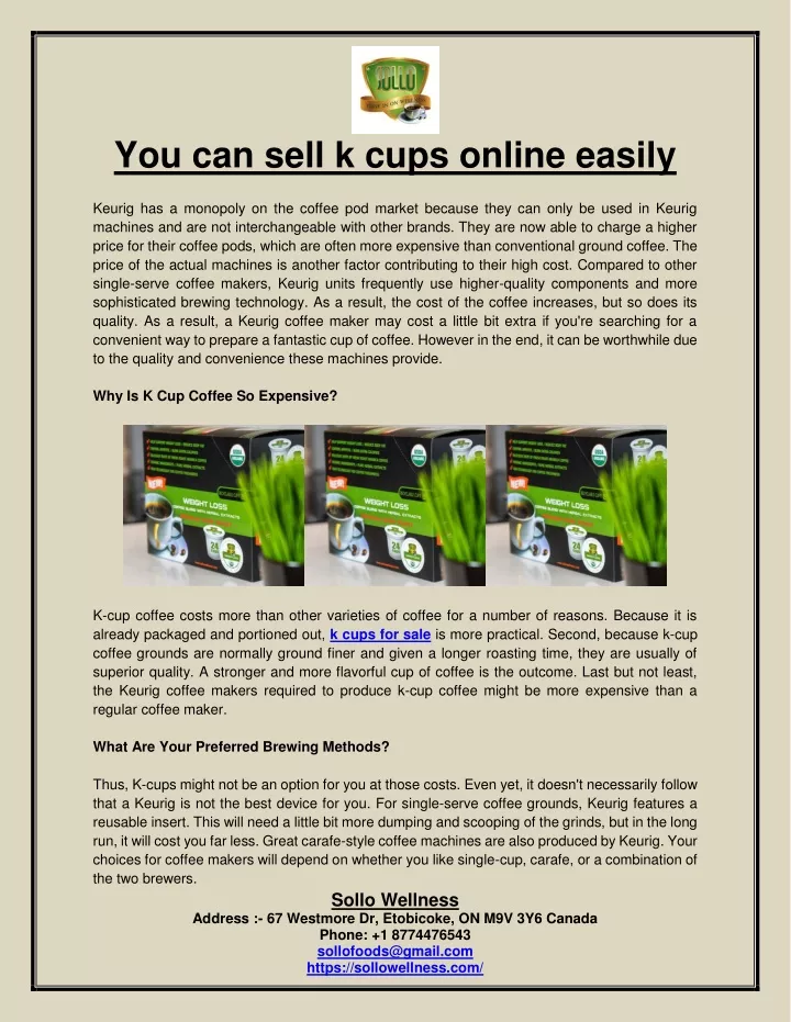 you can sell k cups online easily