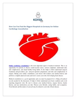 Online cardiology consultation