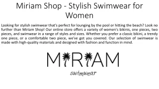 Miriam Shop - Stylish Swimwear for Women