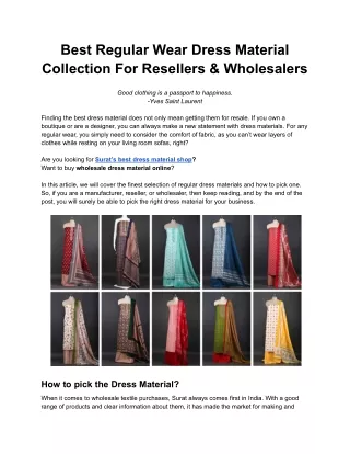 Best Regular Wear Dress Material Collection For Resellers & Wholesalers