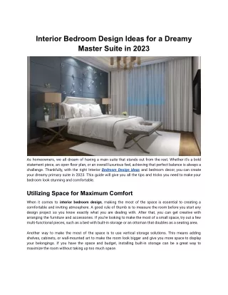Interior Bedroom Design Ideas for a Dreamy Master Suite in 2023 -Article - Rennovate