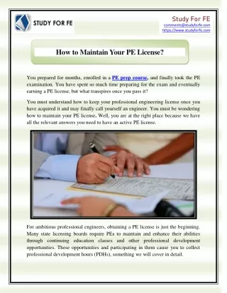 How to Maintain Your PE License