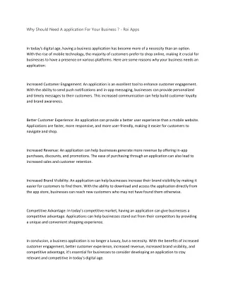 why should need a application for your business