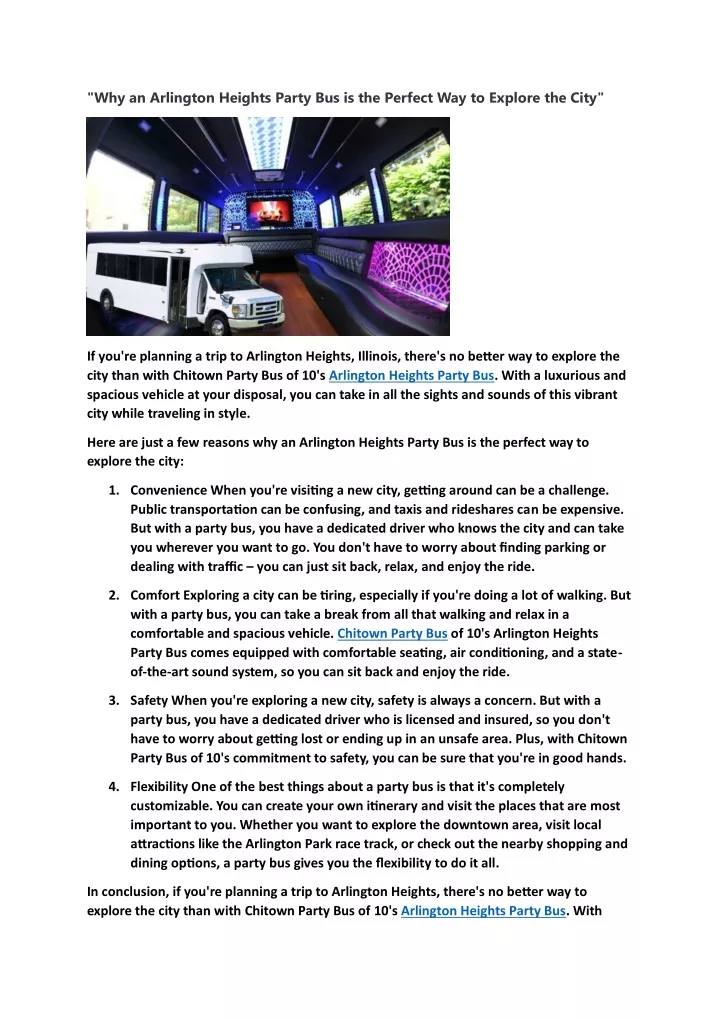 why an arlington heights party bus is the perfect