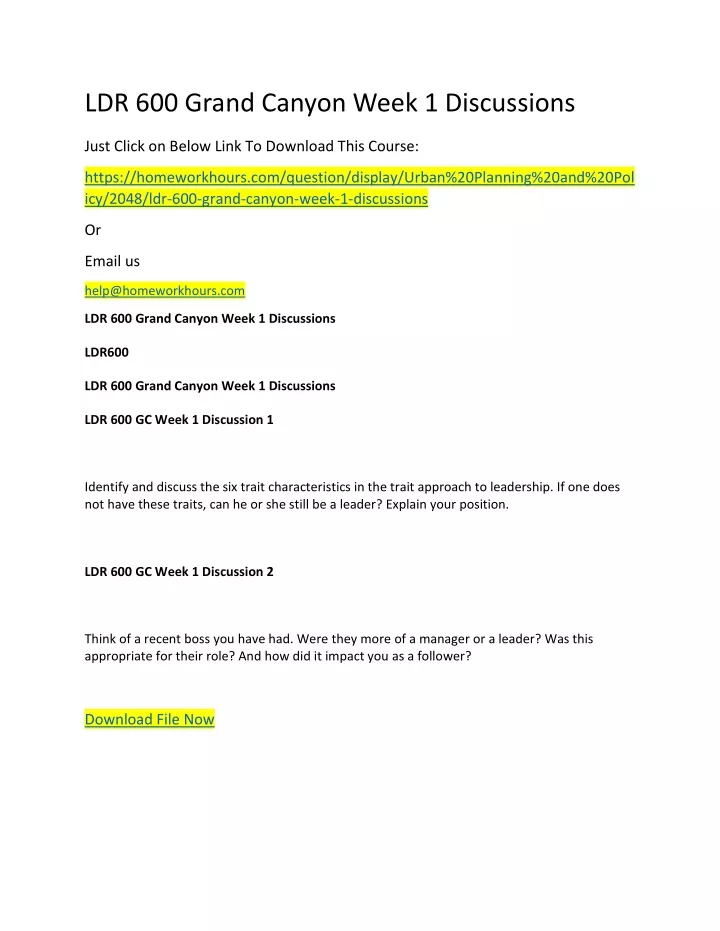 ldr 600 grand canyon week 1 discussions