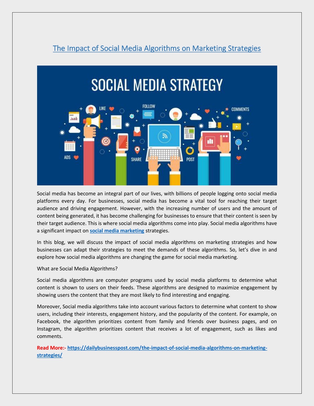 PPT - The Impact of Social Media Algorithms on Marketing Strategies ...