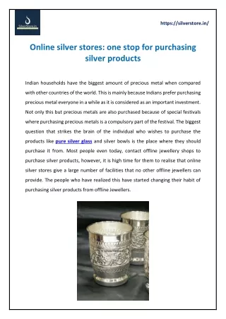 Online silver stores: one stop for purchasing silver products