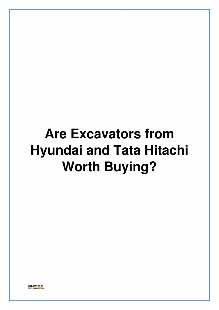 are excavators from hyundai and tata hitachi