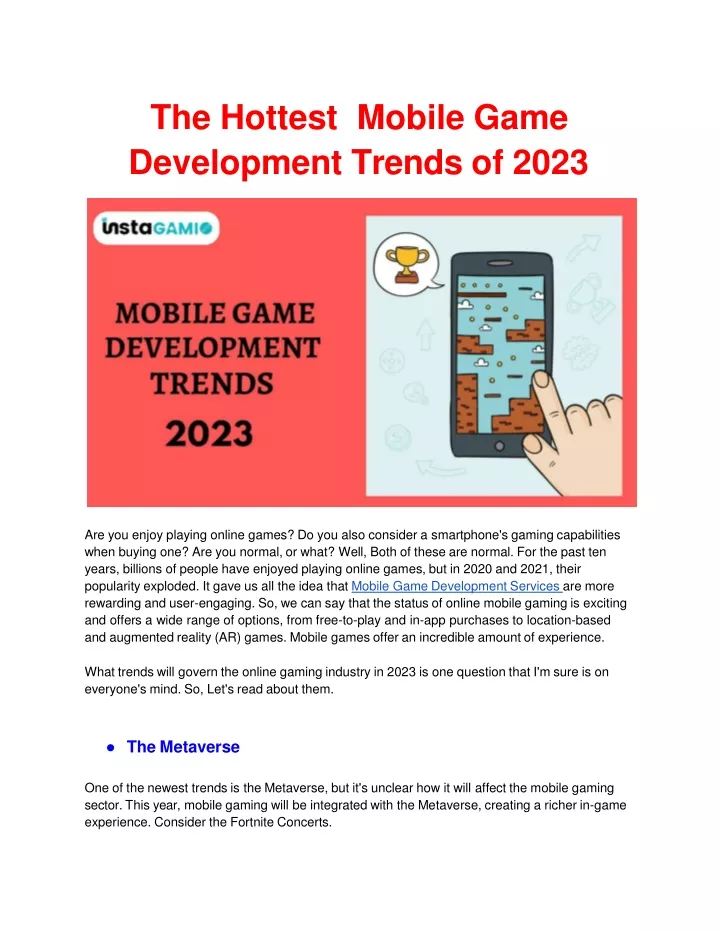 the hottest mobile game development trends of 2023