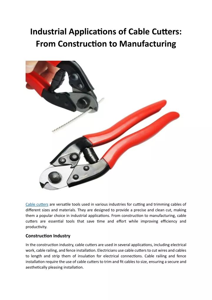 industrial applications of cable cutters from